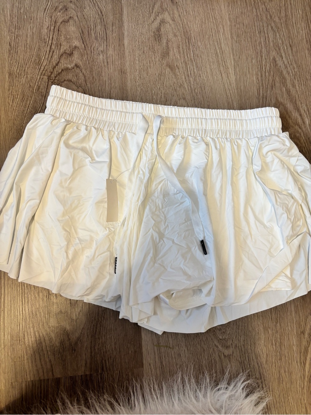 liberty White Athletic Shorts with Elastic Drawstring Waist
